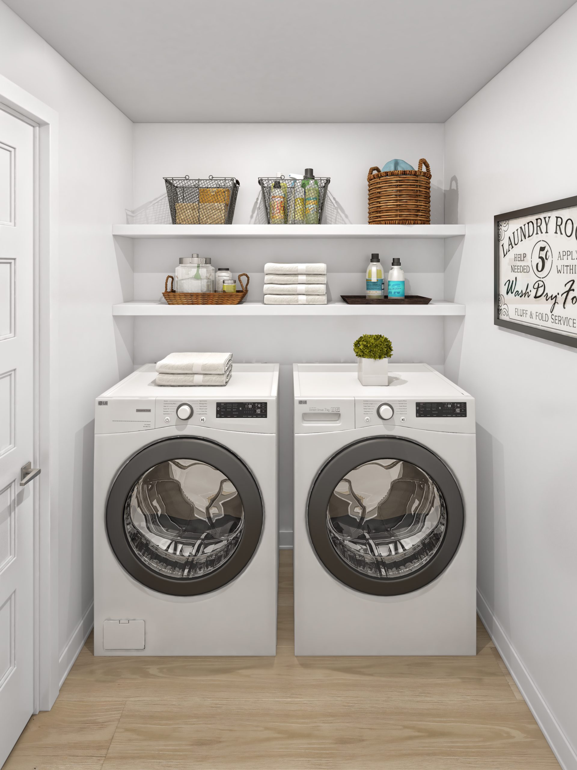 Second floor laundry — Eastridge Orleans townhome interior rendering (Colour 1 palette)