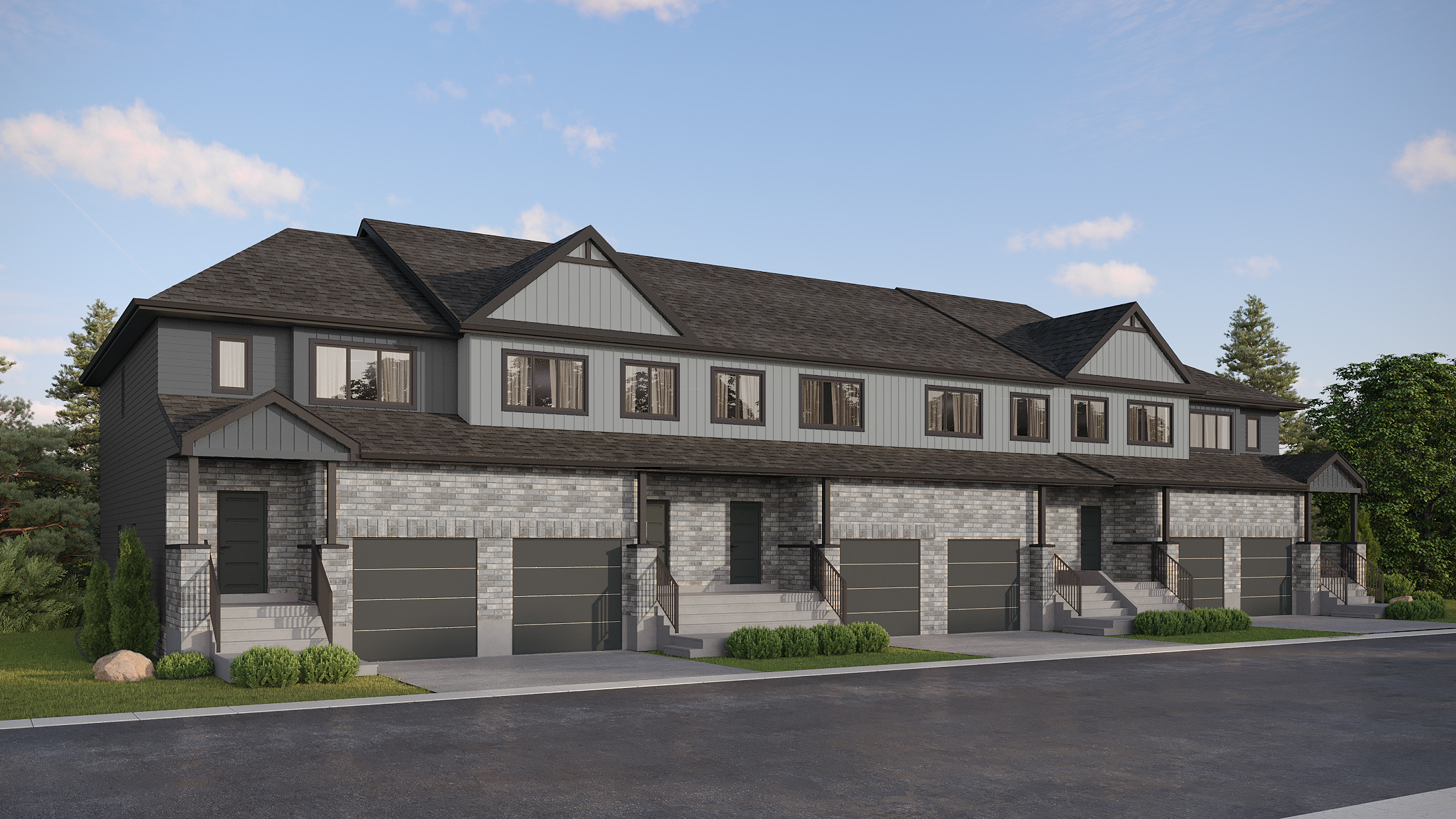 Exterior rendering of Executive townhomes at Eastridge Orleans, Orléans