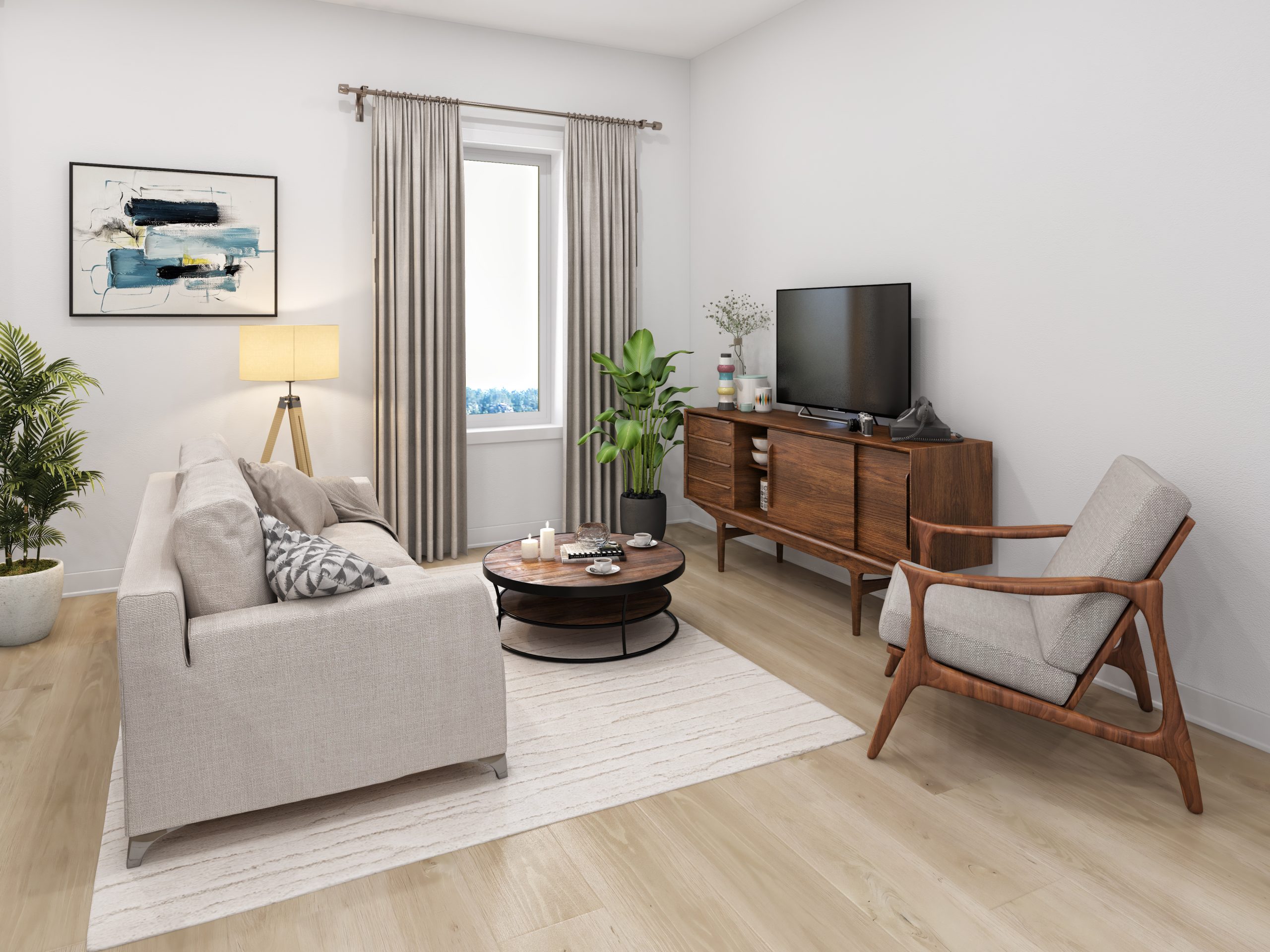 Bright open-concept living room in an Eastridge Orleans townhome