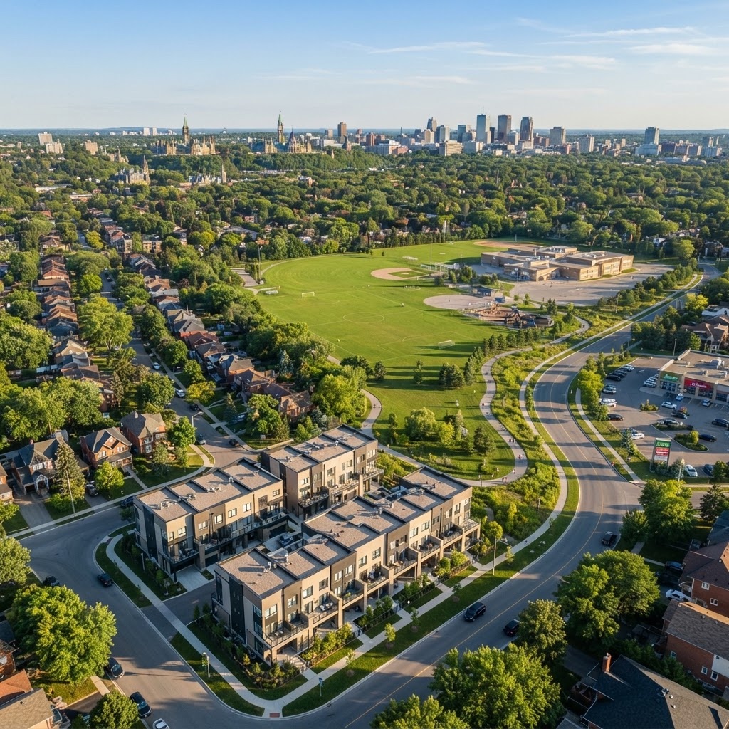 Aerial view of the Eastridge Orleans location in Chapel Hill South, Orléans