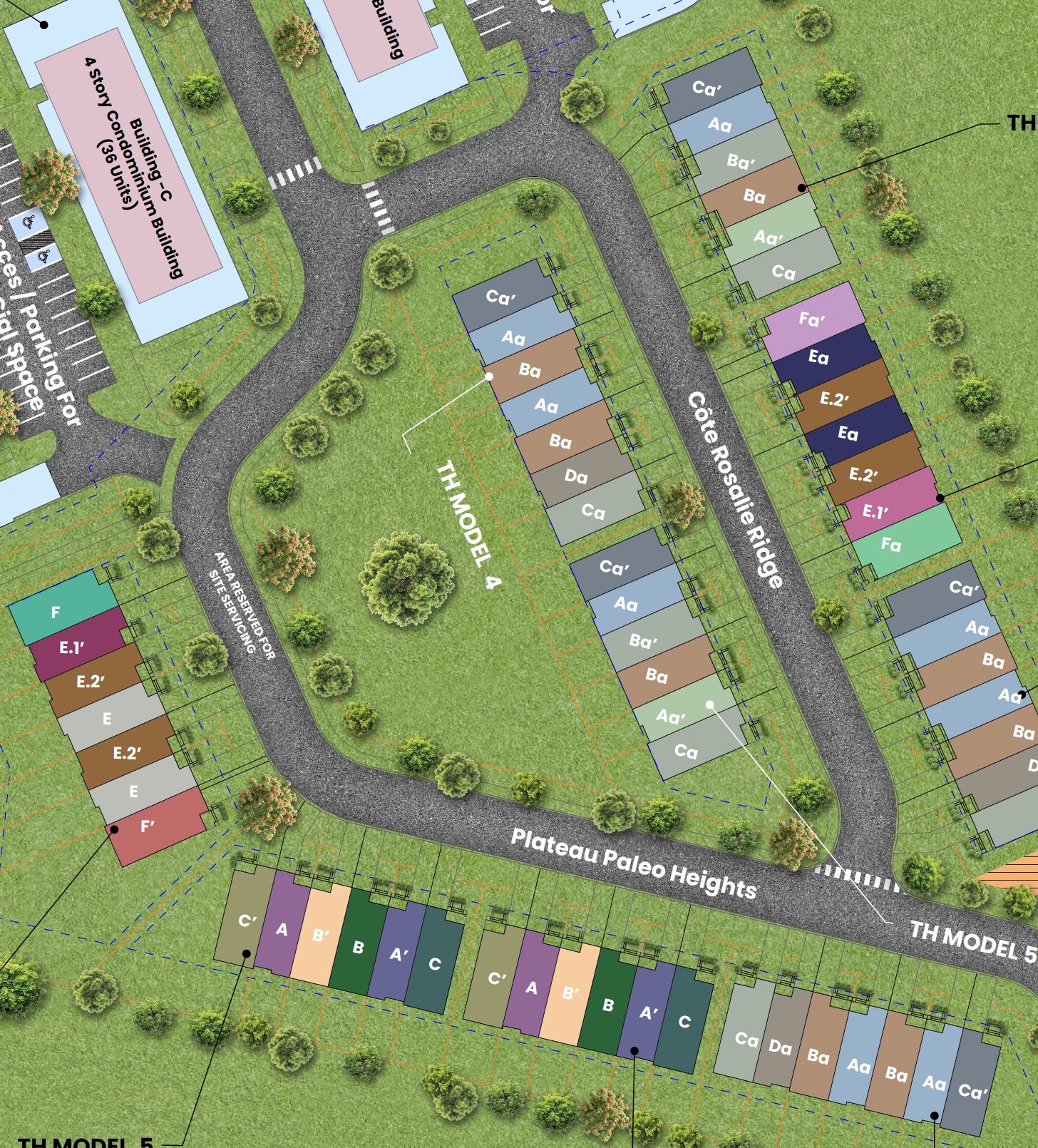 Rendered site plan of the Eastridge Orleans enclave